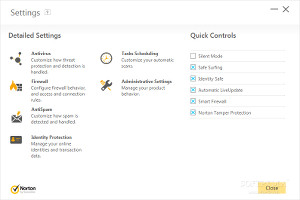 Showing the settings in Norton Security 2015 Beta